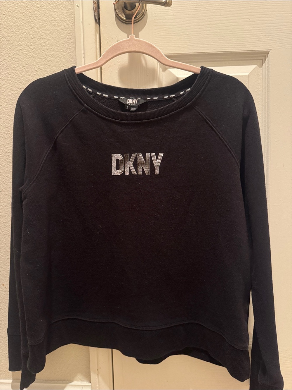DKNY Black Rhinestone Logo Sweatshirt